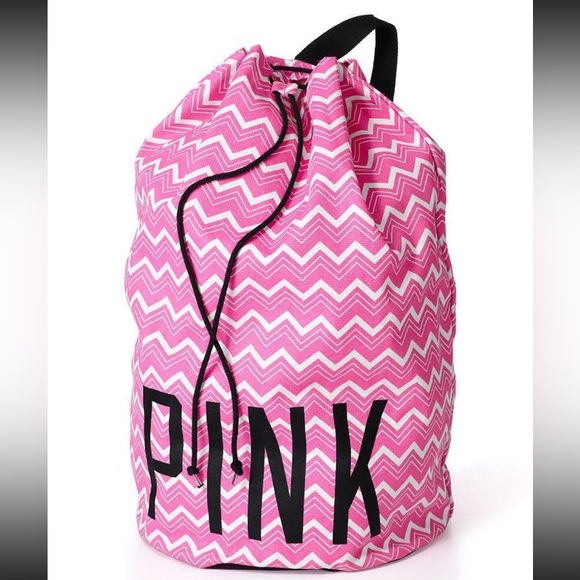 PINK Victoria's Secret Handbags - PINK Victoria's Secret duffle laundry bag beach bag large cinched top chevron